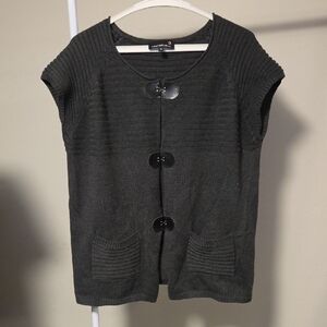 Laura Plus Women's 1X Gray Knit Cardigan